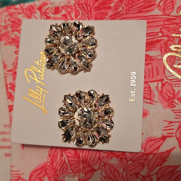 Lilly Pulitzer Gold and Silver Crystal Earrings - Picture 2 of 6